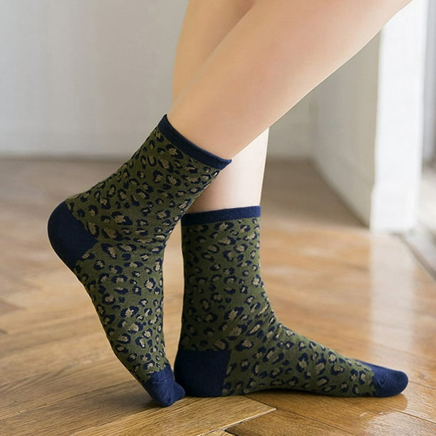 Fall Winter Leopard Elegant Women Socks Fashion Trend Print Harajuku Socks 